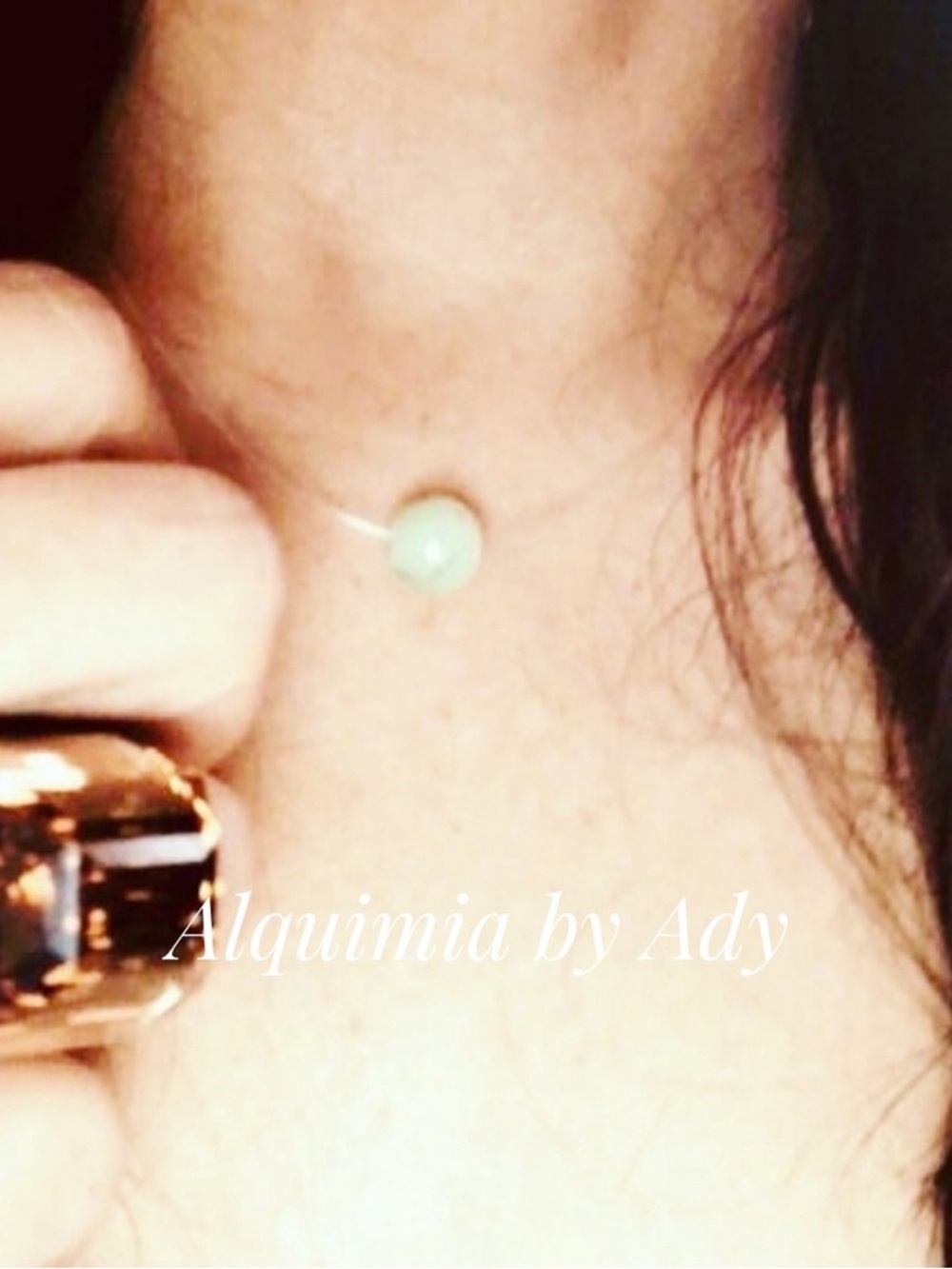 Delicate Invisible Cord Necklace with Pale peridot Aqua Bead